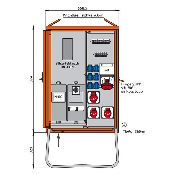 1St. WALTHER WAV0170BR1 Anschlussverteilerschrank 44kVA mit Zähl