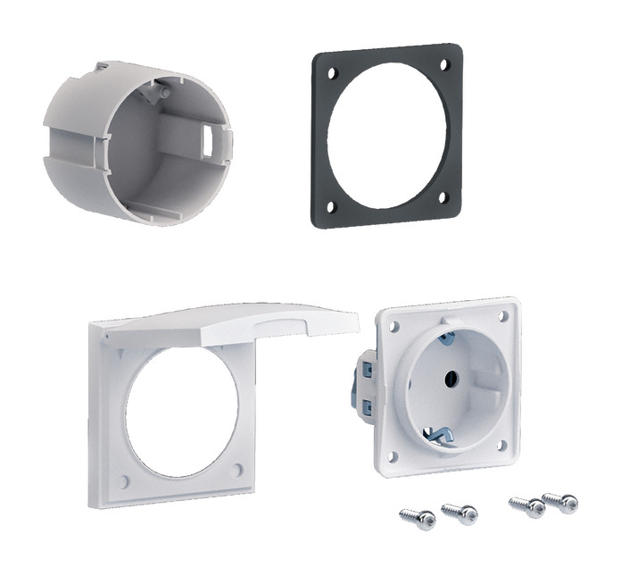1St. Hager ZY02SD Bestückungspaket, universZ, 1x Steckdose, für Steckdosenflansch