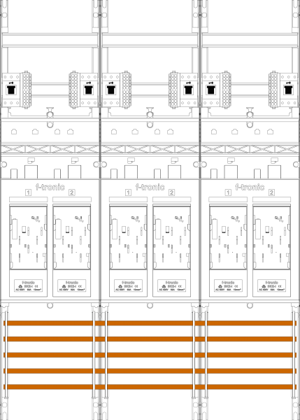 1St. F-Tronic E316-HSS Zählerfeld E316-HSS, 3-feldrig, H=1050mm, 6-eHZ, 6 HSS 7141122