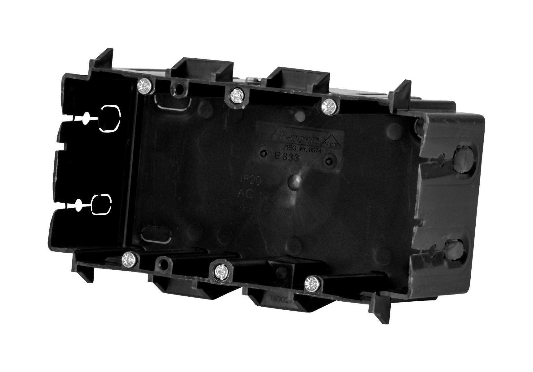 10St. F-Tronic E833 Kabelkanaldose E833, 2-fach, f. klemmende Befest., 68x142x47mm 7370039