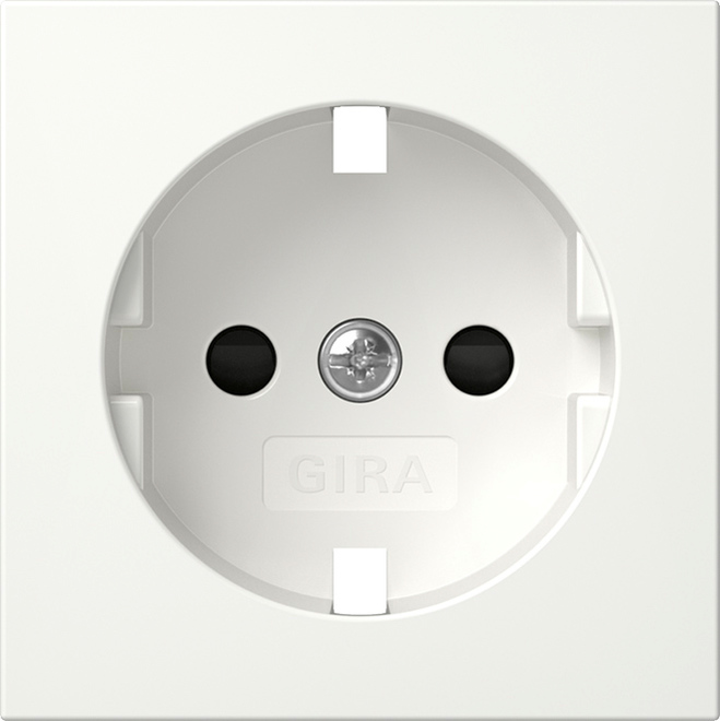 1St. Gira 492127 Abdeckung für Steckdose 16A 250V mit Shutter, Reinweiß seidenmatt