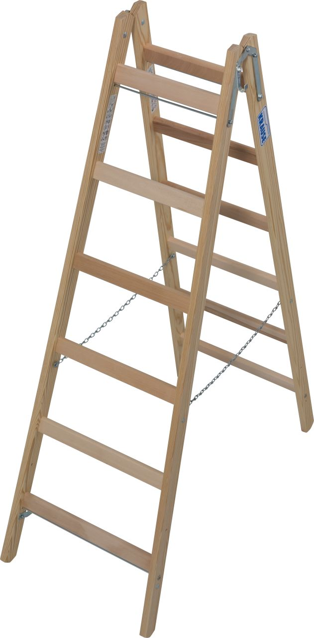 1St. Krause Holz-Sprossen-Doppelleiter 2x6 Arbeitshöhe:ca.3,0m 8,5kg