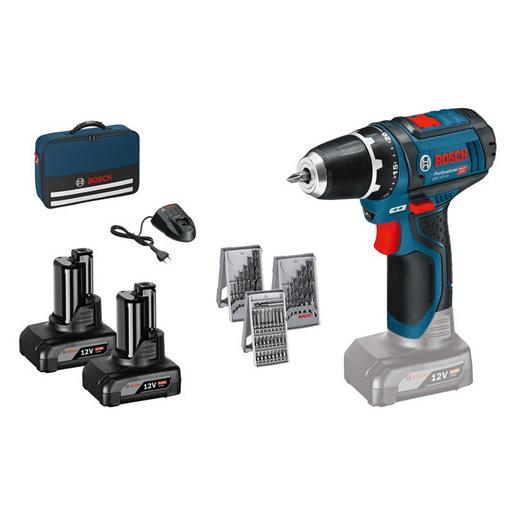 1St. Bosch Akku-Bohrschrauber GSR 12V-15 * 2x4,0Ah 39-tlg. Zubehörset 0615990HV1