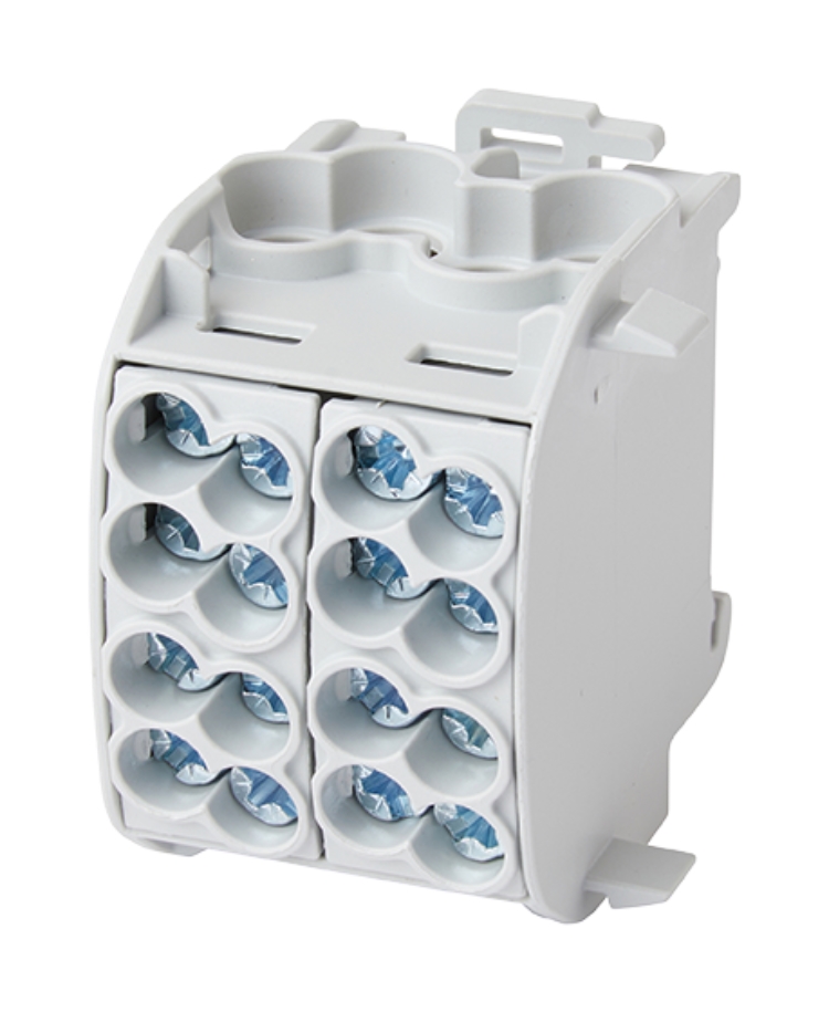 2St. F-Tronic HLAK1p25DALUgr Hauptleitungsabzweigklemme, 25mm², 1polig, CU/AL, grau, Doppelblock, HLAK1p25DALUgr 7730010