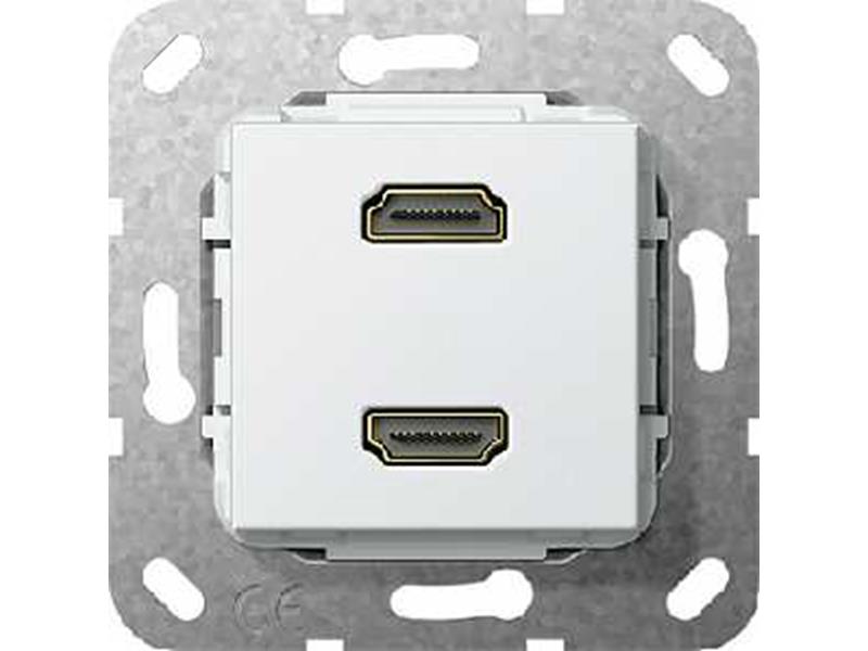 1St. Gira 567203 HDMI 2fach Kabelpeitsche Einsatz Reinweiß glänzend