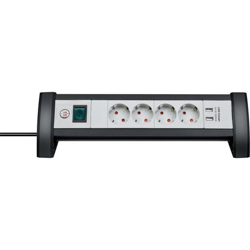 1St. Brennenstuhl 1156250534 Premium-Office-Line Steckdosenleiste mit USB-Ladefunktion 4-fach schwarz/lichtgrau 1,8m H05VV-F 3G1,5