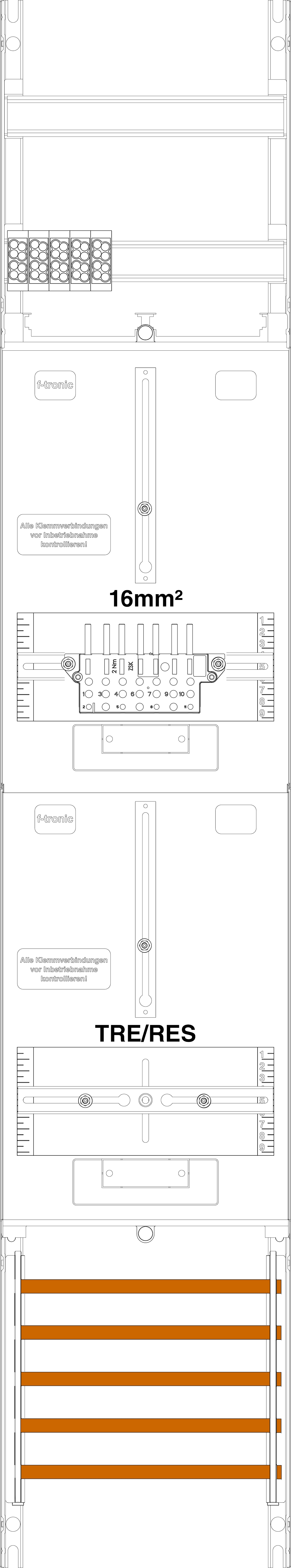 1St. F-Tronic ZR6LUX-16-SLS Zählerfeld ZR6LUX-16-SLS, 1-feldrig, H=1350mm, 1-3.HZ, 16mm², 1 ZSK-ST, 1 Res. 7145113