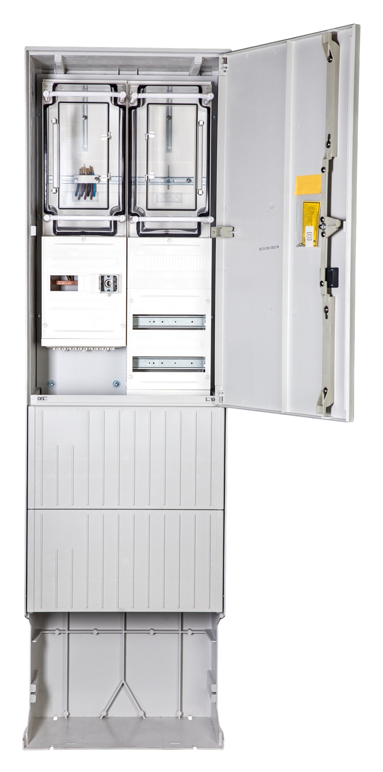 1St. F-Tronic ZSA202-2-SB-ZK-TSGHT Zähleranschlusssäule 2-feldrig, H=2010mm, 3.HZ, Haube mit Tür, ZSA202-2-SB-ZK-TSG-HT 7160105