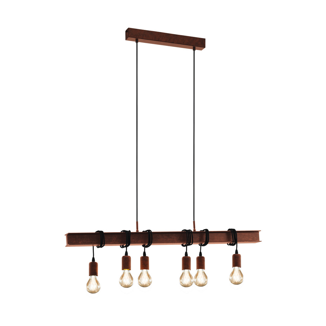 1St. EGLO Pendelleuchte TOWNSHEND 4 49859 6xE27 exkl. max. 60W braun