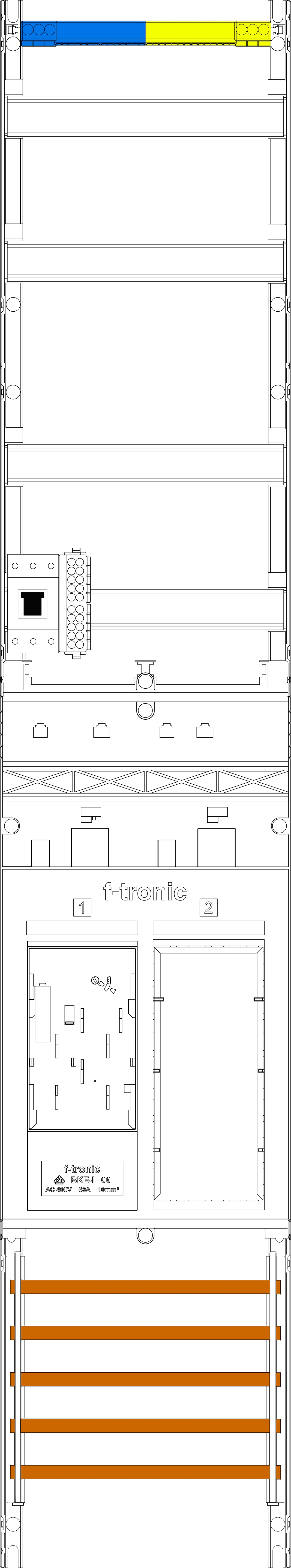 1St. F-Tronic ER9-HSP Zählerfeld ER9-HSP, 1-feldrig, H=1350mm, 1-eHZ, 1 HSP, 1 Res. 7143050