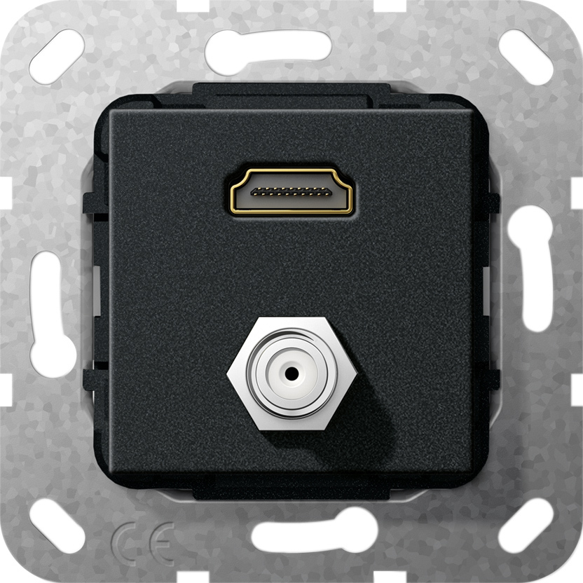 1St. Gira 567510 HDMI SAT-F-Buchse Kpl. Einsatz Schwarz m
