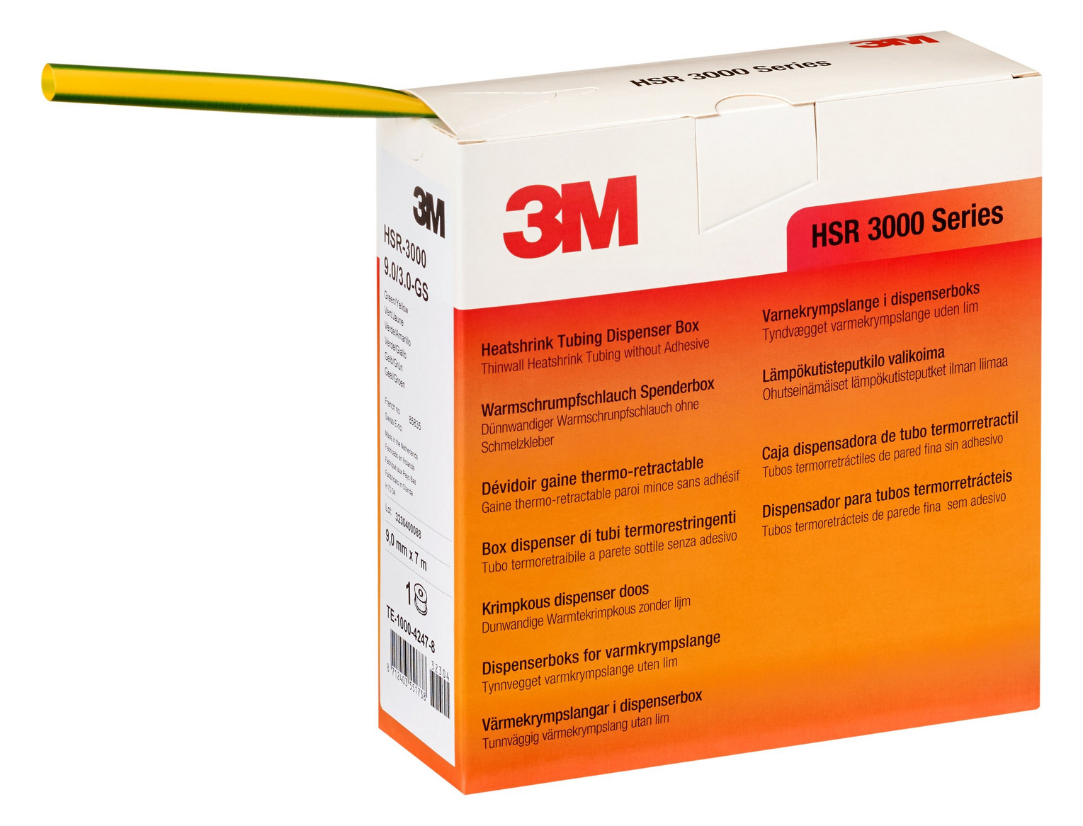 1m 3M HSR 3000 3/1 gys Warmschrumpfschlauch dünnwandig o. Schmelzkleber 3/1mm 3:1 grün-ge