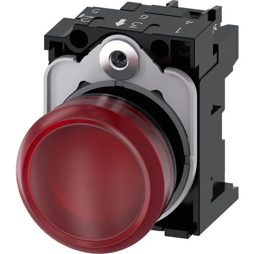 1St. Siemens 3SU1102-6AA20-1AA0 Leuchtmelder, 22mm, rund, Kunststoff, rot, Linse, glatt, AC/DC 24V 1St. Siemens 3SU1102-6AA20-1AA0 Leuchtmelder, 22mm, rund, Kunststoff, rot, Linse, glatt, AC/DC 24V