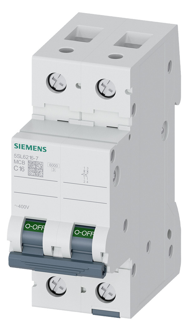 1St. Siemens 5SL6216-7 Leitungsschutzschalter 400V 6kA, 2pol. C
