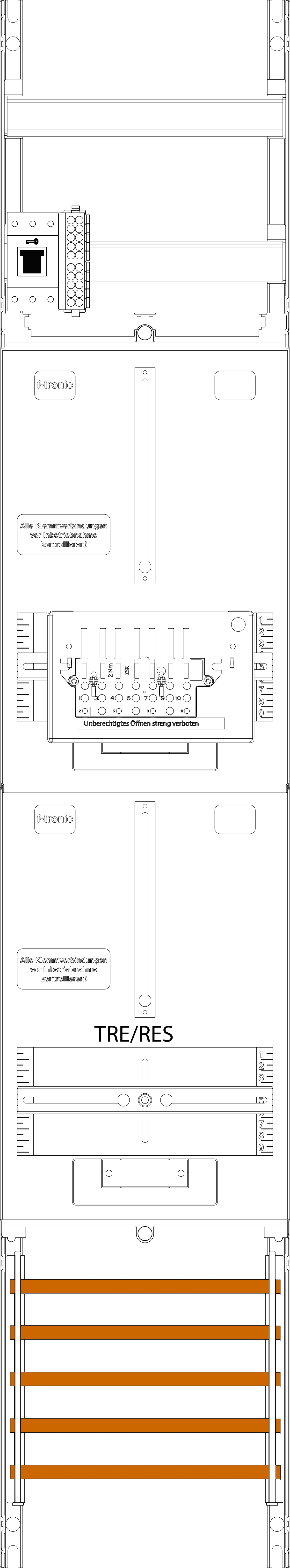 1St. F-Tronic ZR6-ZSK-HSS Zählerfeld ZR6-ZSK-HSS, 1-feldrig, H=1350mm, 1-3.HZ, 1 ZSK-Set, 1 HSS, 1 TRE 7143552