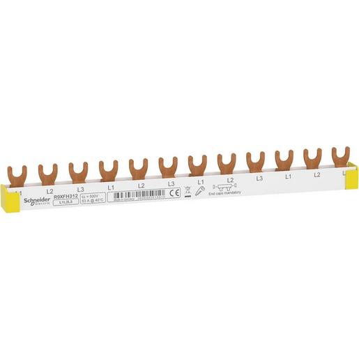 1St. Schneider Electric R9XFH312 Resi9 Phasenschiene Gabel, 3P, 12 TE, 63A, ablängbar