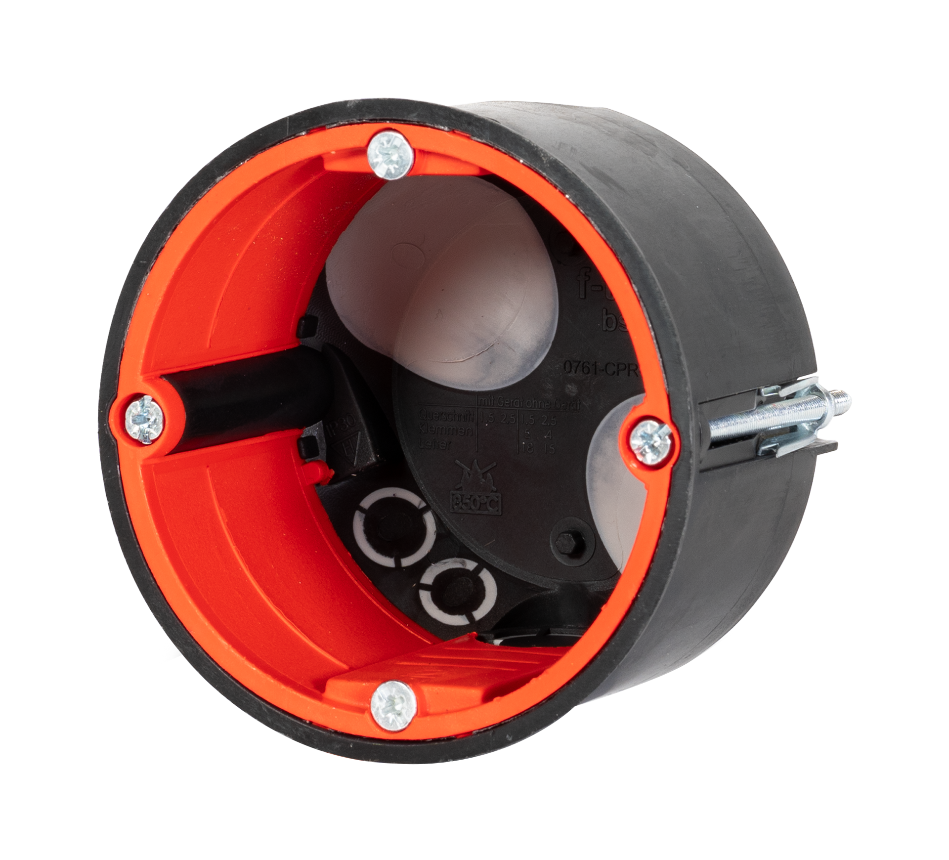 10St. F-Tronic BS2700TC HW Gerätedose für Holzbau, Ø68mm, t=50mm, m. Leitungs- u. Rohreinführung 7500062