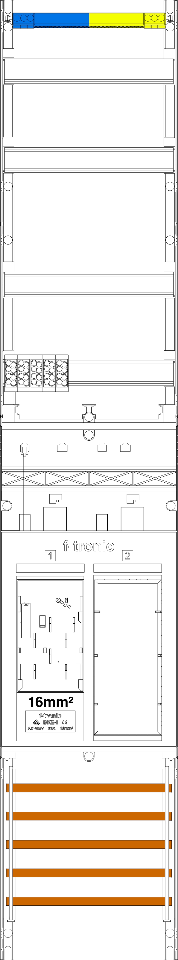 1St. F-Tronic ER9DS-16 Zählerfeld ER9DS-16, 1-feldrig, H=1350mm, 1-eHZ 16mm² mit DS, 1 Res. 7143154