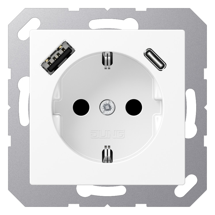 1St. Jung A1520-15CAWWM Steckdose mit USB Typ AC, schneeweiß matt