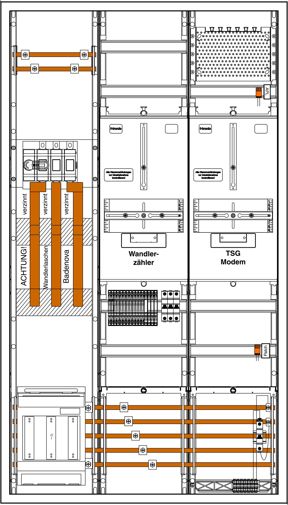 1St. F-Tronic 3HZ931TAPZW200BN Wandlerschrank 3.HZ 200A, 3HZ931TAPZW200BN,NH1-Trenner, Wandlertrennklemme Badenova 7198255