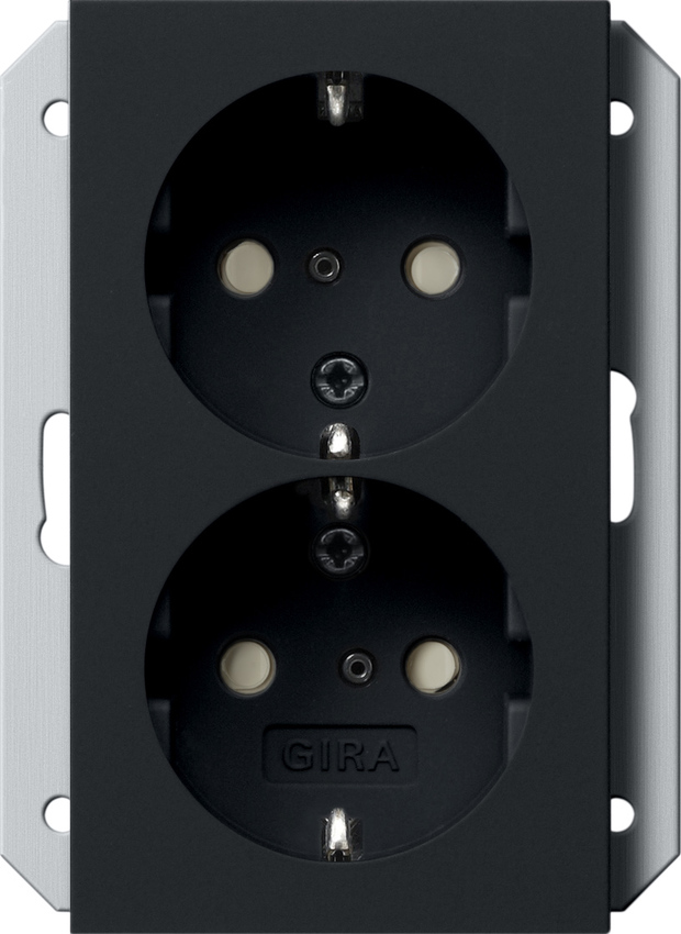 1St. Gira 2731005 SCHUKO 2f SH f. UP-Dose 1f System 55 Schwarz m
