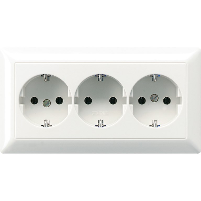 1St. Jung AS523WW Kabel-Kanal-Schuko-Steckdose 3fach 16A  250V angeformter Rahmen 80 5 x 151 5 mm AS 523 WW