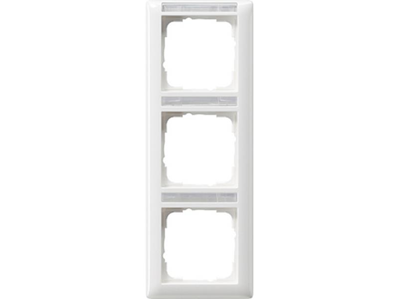1St. Gira 110303 Abdeckrahmen 3fach senkr. mit Beschriftungsfeld Standard 55 Reinweiß glänzend