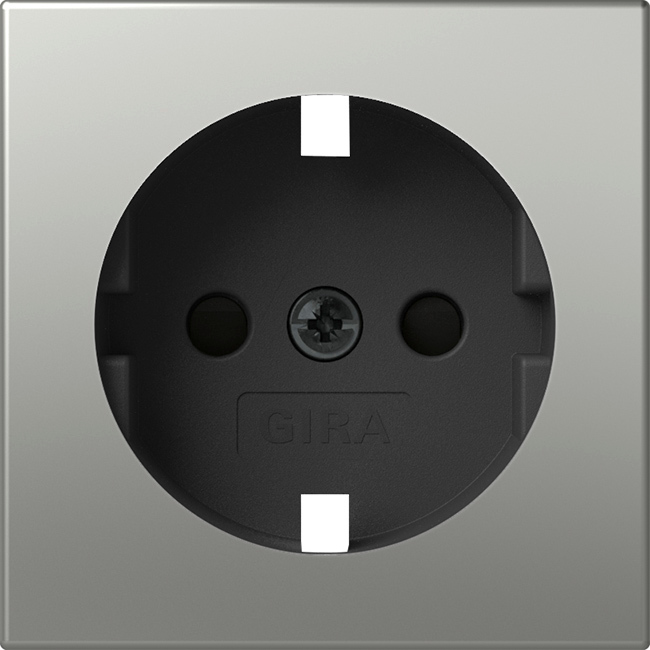 1St. Gira 4921600 Abdeckung für SCHUKO-Steckdose 16A 250V mit Shutter, Edelstahl