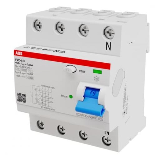 1St. ABB F204 B-40/0,03 FI-Schutzschalter Typ B 4P,40A,30mA,kurzzeitverz.,3kA,4TE 2CSF204592R1400