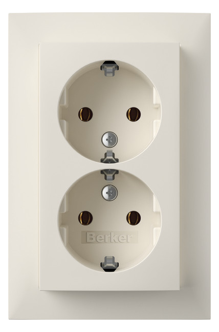 1St. Berker 47741909 Doppelsteckdose SCHUKO mit Abdeckplatte, Berker S.1, polarweiß matt