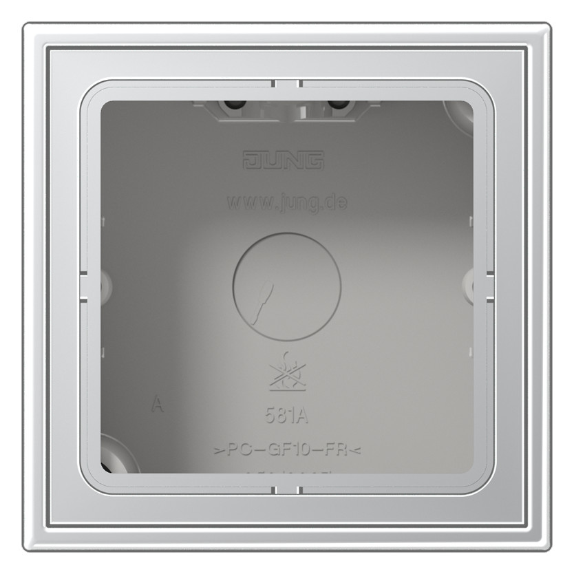1St. Jung AL2581A-L Aufputz-Kappe 1fach integrierte flammwidrige Bodenplatte angeformter Rahmen AL 2581 A-L, aluminium m