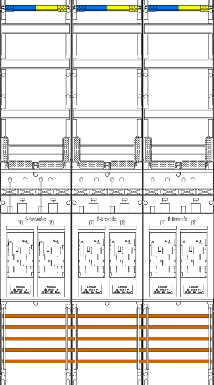 1St. F-Tronic E319DS Zählerfeld E319DS, 3-feldrig, H=1350mm, 6-eHZ mit DS 7143168