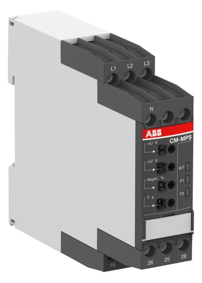 1St. ABB CM-MPS.21S Dreiphasenüberwachungsrelais 2We, 0,0,1-30s, L1-L2-L3-N=3x180-280VAC 1SVR730885R3300