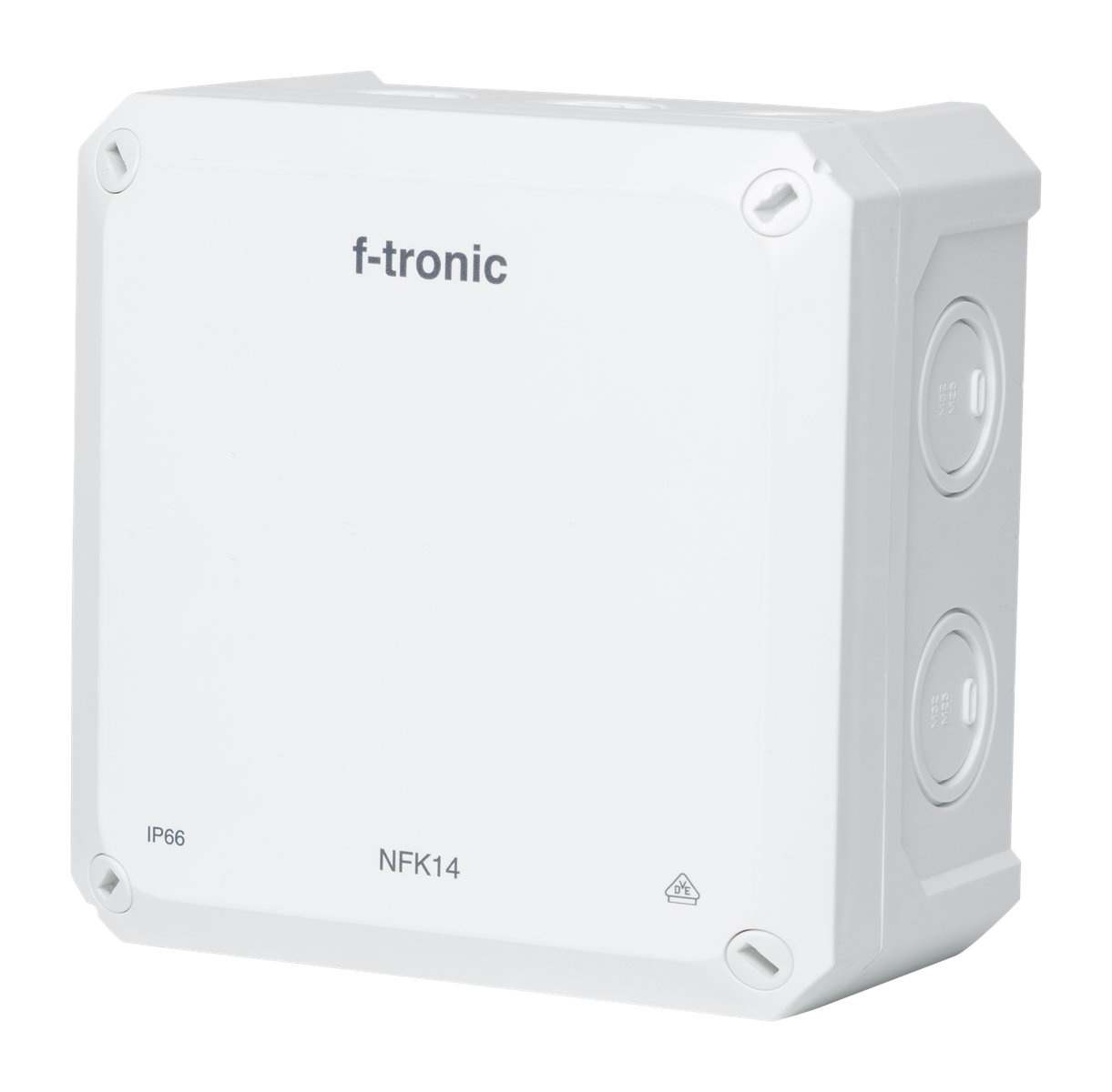 1St. F-Tronic NFK14ws FR-Abzweigkasten 140x140x81mm, Ausbrechöffnungen IP66, PS, weiß, NFK14ws 7340200