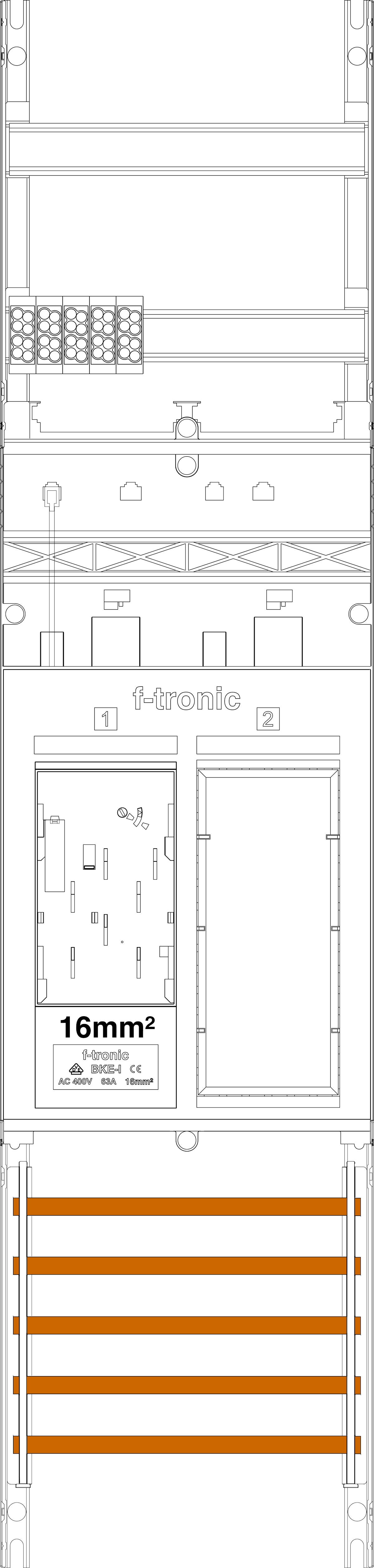 1St. F-Tronic ER6DS-16 Zählerfeld ER6DS-16, 1-feldrig, H=1050mm, 1-eHZ 16mm² mit DS, 1 Res. 7141154