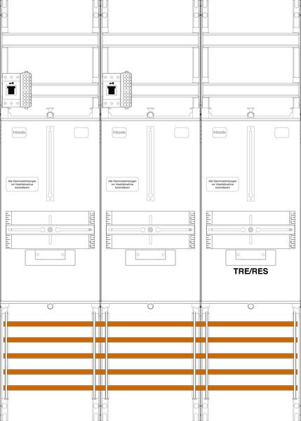 1St. F-Tronic Z21BR1B-HSS Zählerfeld Z21BR1B-HSS, 2-feldrig, H=1050mm, 2-3.HZ, 2 HSS, 1 TRE 7141404