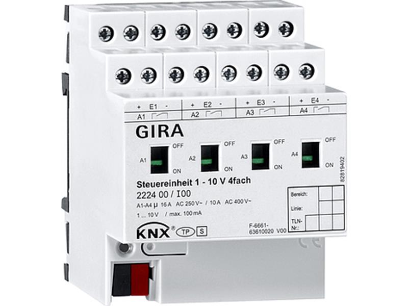 1St. Gira 222400 Steuereinheit 1 - 10 V 4fach Hand KNX 222400 1St. Gira 222400 Steuereinheit 1 - 10 V 4fach Hand KNX 222400