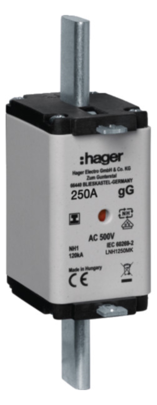 1St. Hager LNH1250MK NH-Sicherung NH1 gG 500V 250A Iso-Griff
