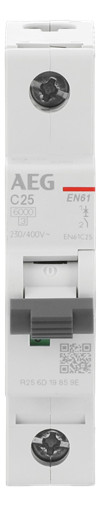1St. AEG EN61C25 Leitungsschutzschalter ElfaPlus 6kA, C-Charakteristik, 25A, 1P 2CDS251088R0254