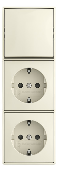 1St. Busch-Jaeger 2601/6/20/2 EAPBJ-522 Kombination Wippschalter Aus/Wechselschaltung SCHUKO® Doppelsteckdose Safety+ weiß 2TKA00005545