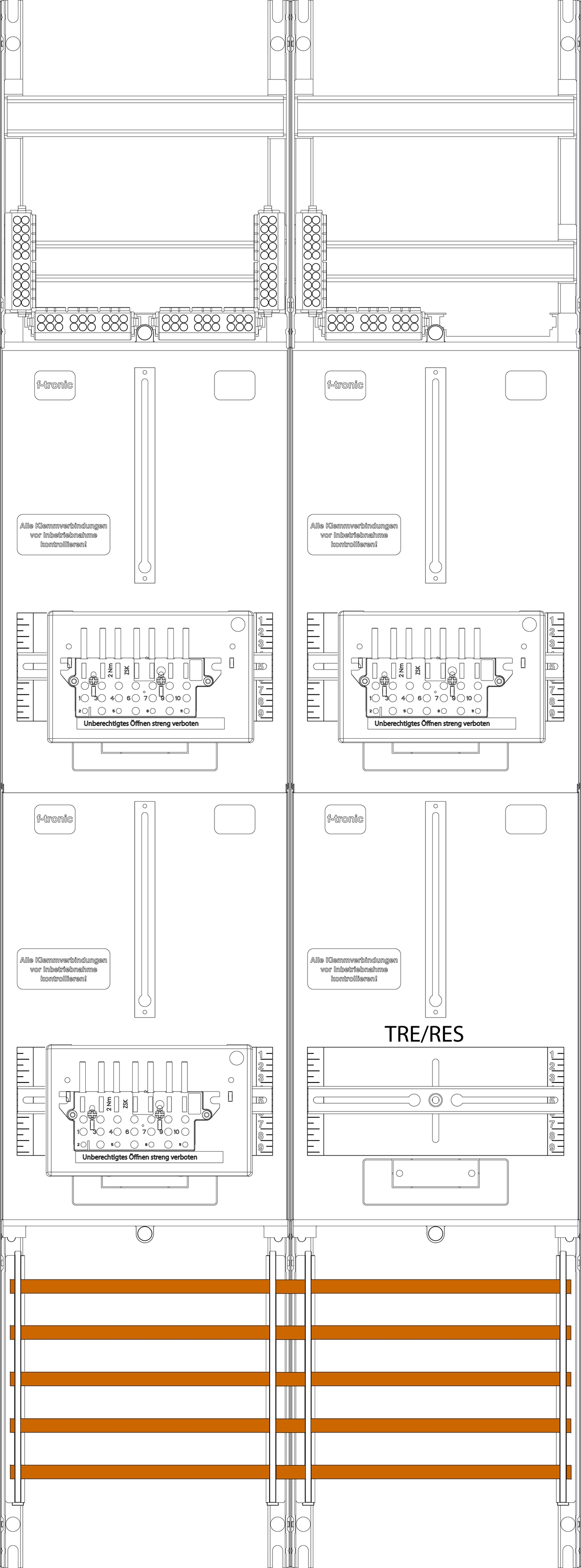 1St. F-Tronic Z16ZR6-ZSK Zählerfeld Z16ZR6-ZSK,H=1350mm, 2-feldrig, 3-3.HZ, 3 ZSK-Set, 1 TRE 7143459
