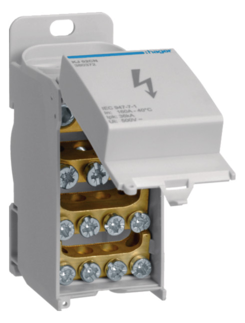 1St. Hager KJ02CN Verteilerblock 160A, geschlossen, 1polig