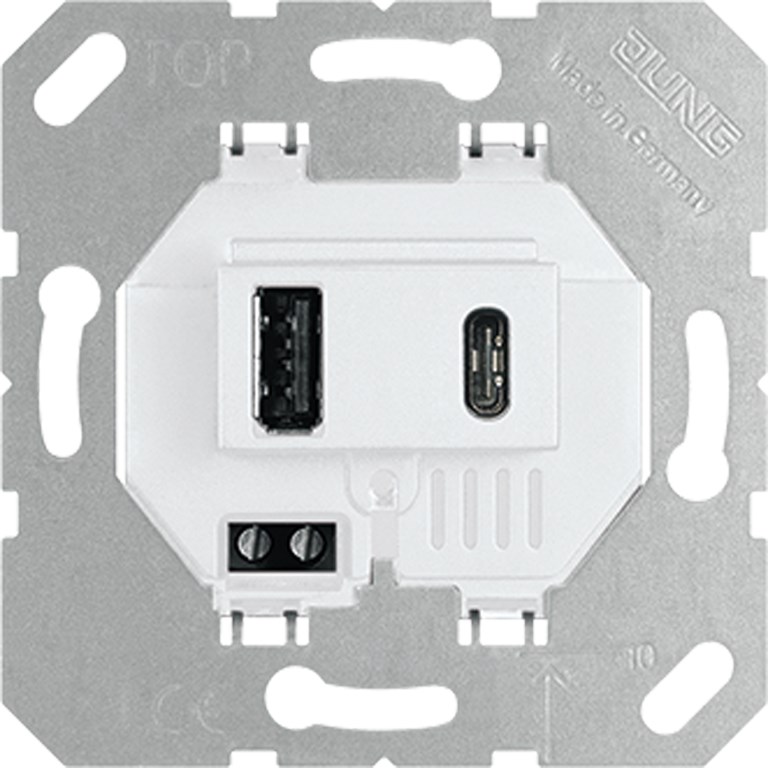 1St. Jung USB 15 CA WW USB-Ladegerät, 1 x Typ A + 1 x Typ C, al