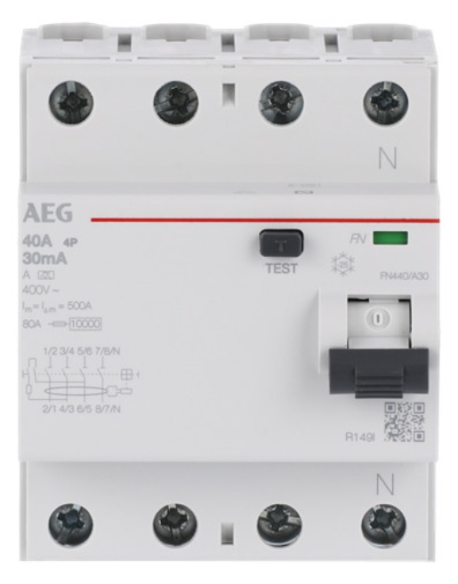 1St. AEG FN440/A30 FI-Schalter 4P Typ A 40A, 30mA, 4 Teilungseinheiten 2CSF704156R1400