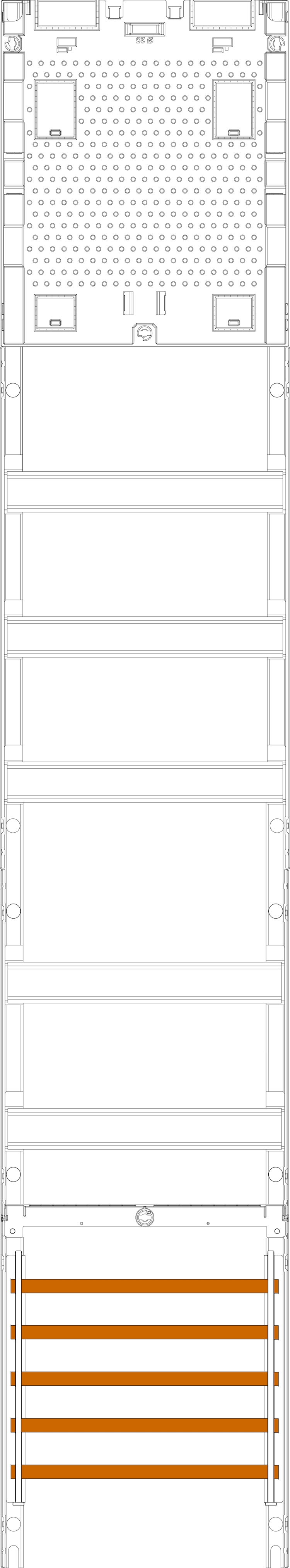1St. F-Tronic 9RFZAPZOS Verteilerfeld 9RFZAPZOS, H=1350mm, 1-feldrig, 5-reihig, APZ-Platz ohne APL, SaS 5-pol. 7143643