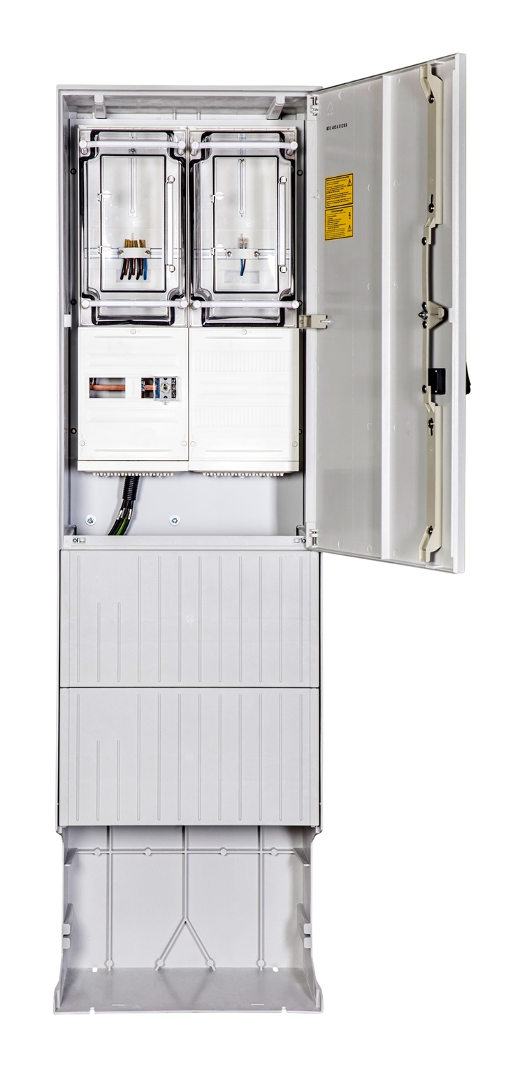 1St. F-Tronic ZSA202-2-2ZK-TSG-HT Zähleranschlusssäule 2-feldrig, H=2010mm, 2-3.HZ, Haube m. Tür, ZSA202-2-2ZK-TSG-HT 7160117