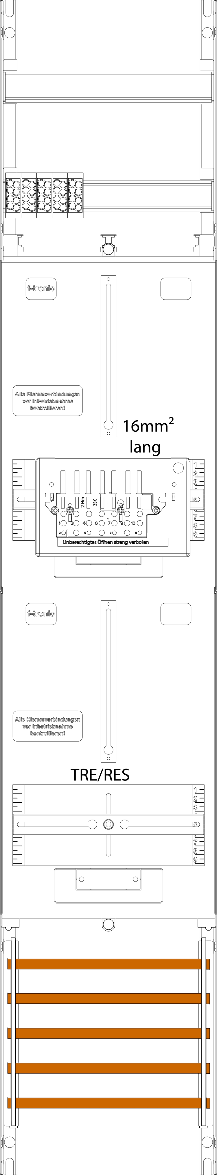 1St. F-Tronic ZR6-16L-ZSK Zählerfeld ZR6-16L-ZSK, 1-feldrig, H=1350mm, 1-3.HZ, 16mm² l. Kabel,1 ZSK-Set,1 TRE 7143466