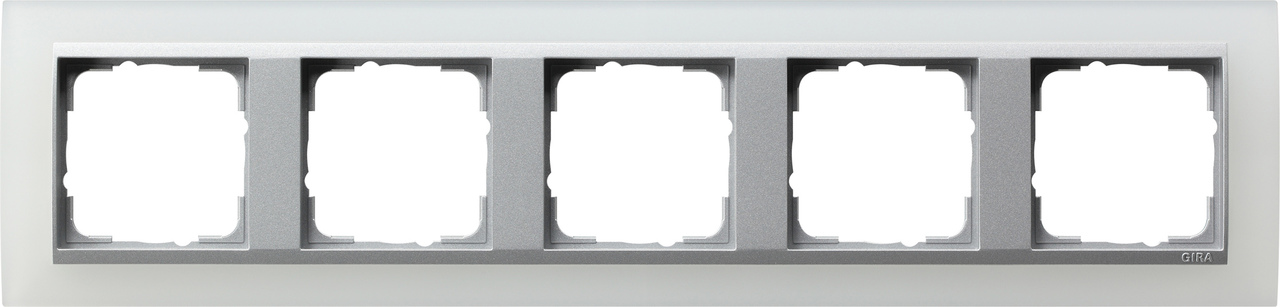 1St. Gira 021550 Rahmen 5fach Zwischenr. Farbe Alu Event Opak Weiß