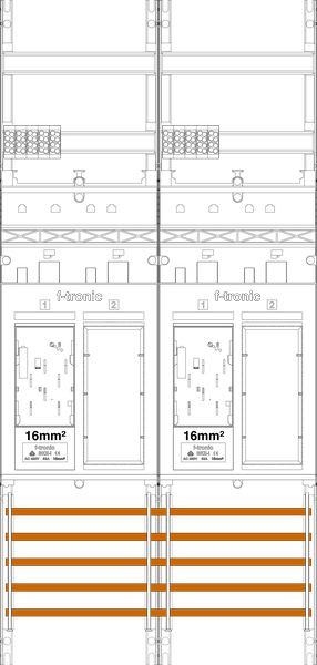 1St. F-Tronic ER26-16 Zählerfeld ER26-16, 2-feldrig, H=1050mm, 2-eHZ 16mm², 2 Res. 7141006
