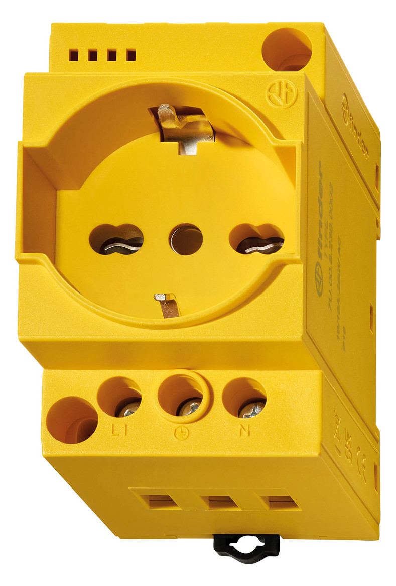 60St. Finder Steckdose für 7U.00.8.230.0012 Schaltschrank, gelb, mit LED